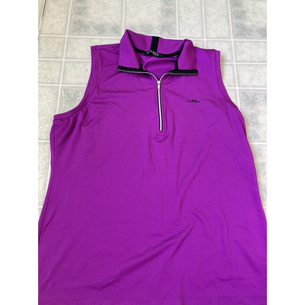 Lauren Ralph Lauren Golf Polo Sleeveless 1/4 Zip Purple Large Women's Collared